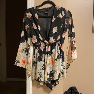 Black and floral romper